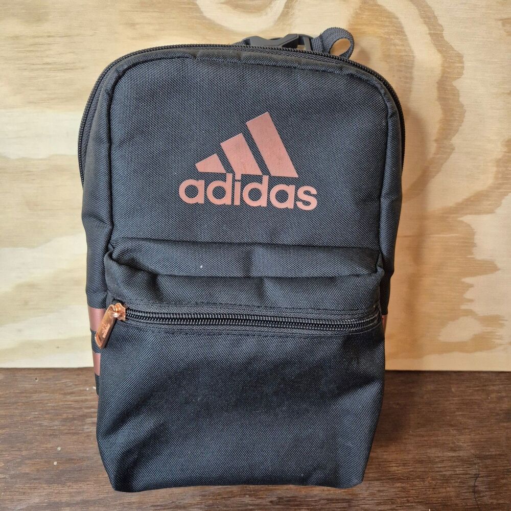 adidas Insulated Lunch Bag Black Rose Gold 3 Stripe School Cooler Tote